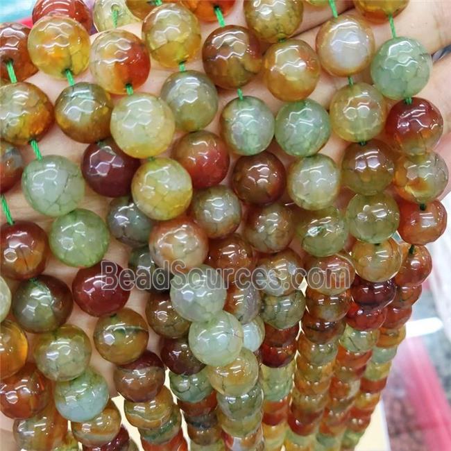 Natural Agate Beads Faceted Round GreenRed Dye B-Grade