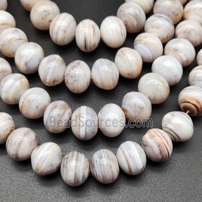White Striped Agate Beads Smooth Rondelle Natural Color