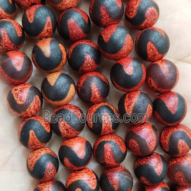 Red Fire Tibetan Agate Round Beads Red