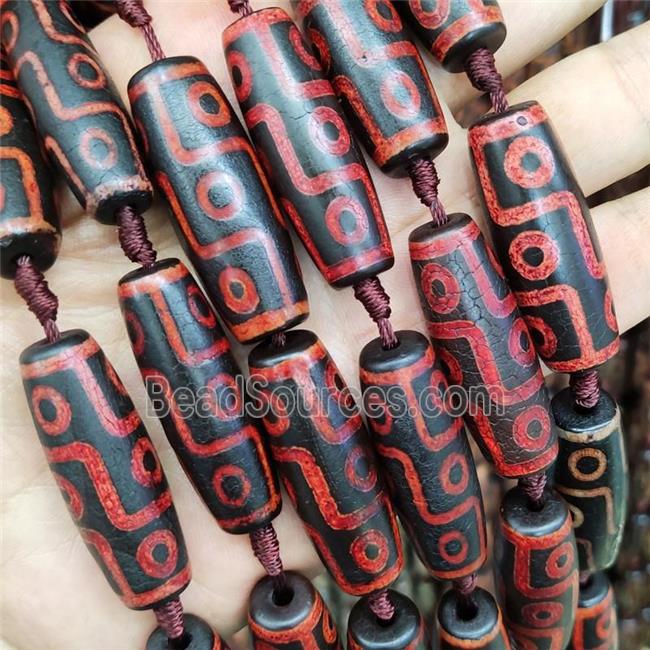 Red Black Fire Tibetan Agate Rice Beads Evil Eye