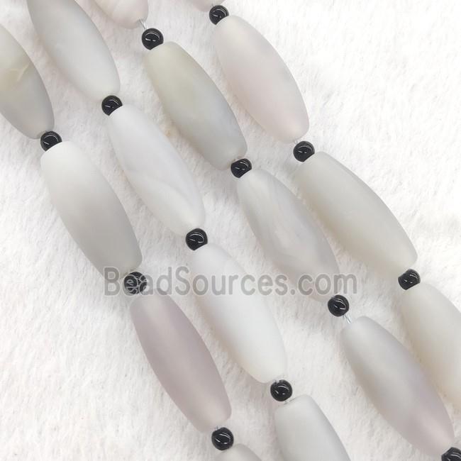 Natural Gray Agate Rice Beads Matte