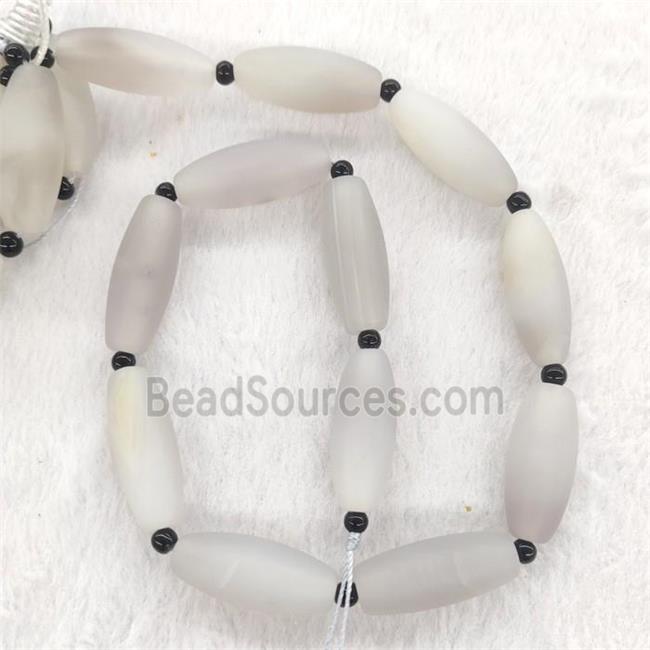 Natural Gray Agate Rice Beads Matte