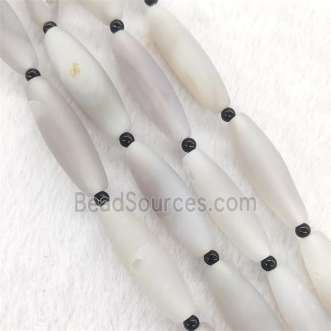 Natural Gray Agate Rice Beads Matte