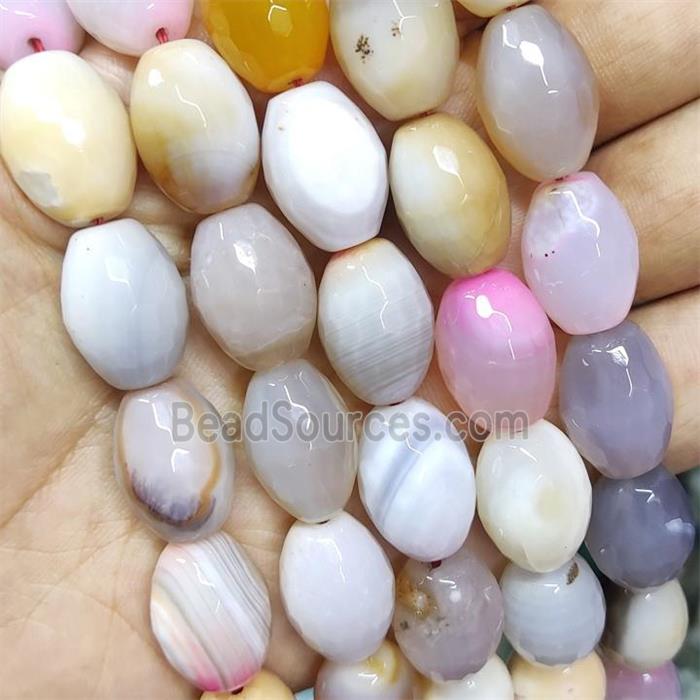 Agate Beads Faceted Barrel