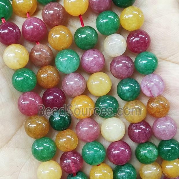 Quartzite Jade Beads Smooth Round Mixed Color