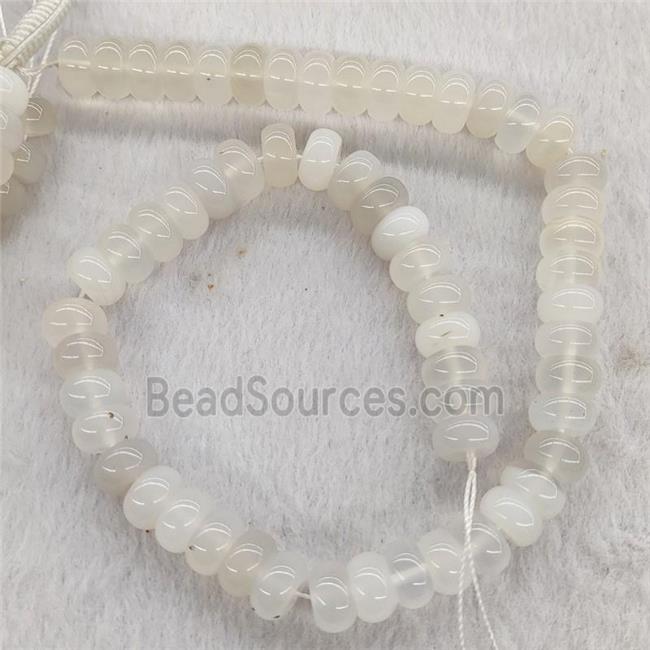 Natural White Agate Rondelle Beads Smooth