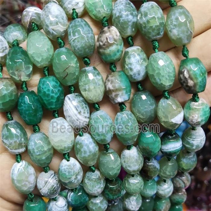 Green Fire Agate Barrel Beads Faceted
