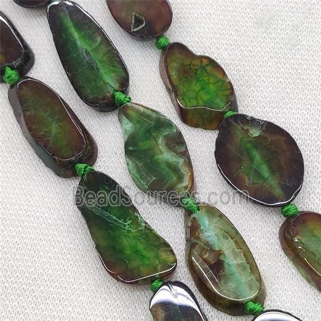 Natural Agate Slice Beads Green Dye