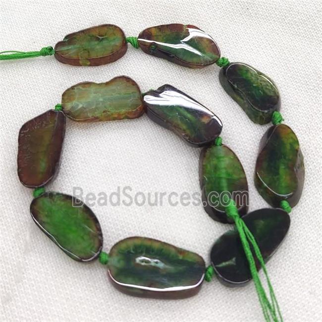 Natural Agate Slice Beads Green Dye