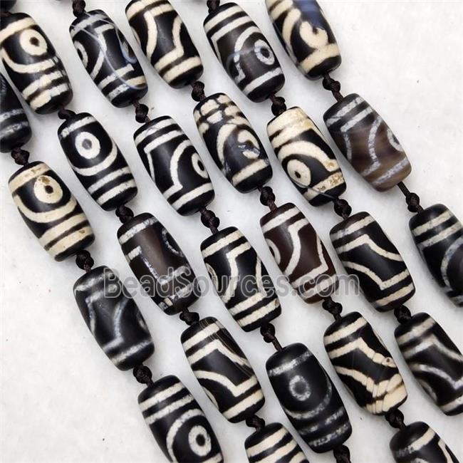 Tibetan DZi Agate Beads Barrel Matte