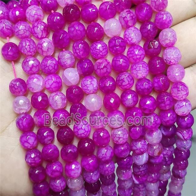 Hotpink Agate Beads Faceted Round Dye