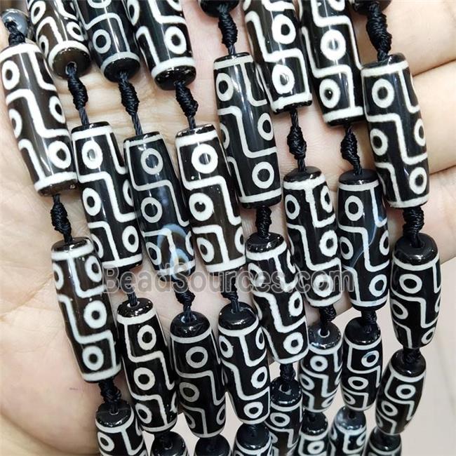 Black Tibetan Agate Rice Beads Evil Eye