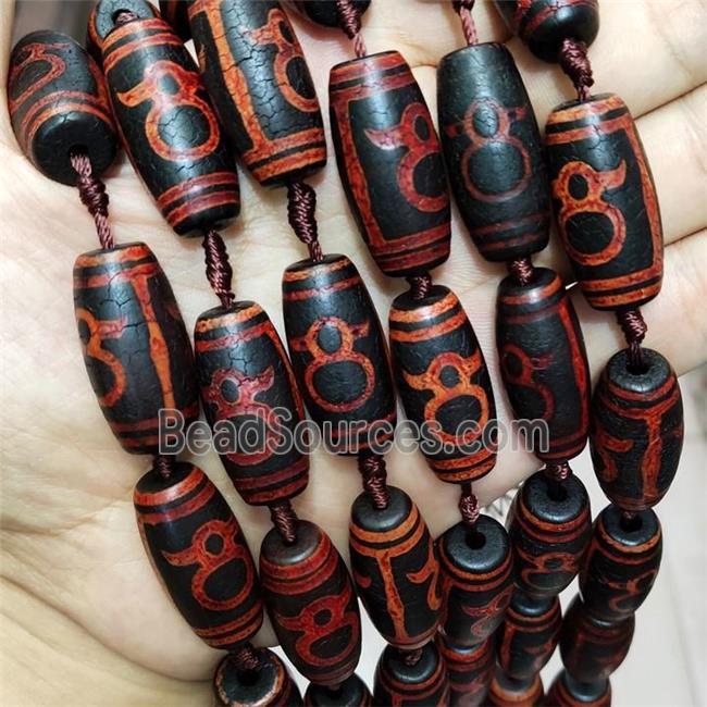 Black Tibetan Agate Rice Beads