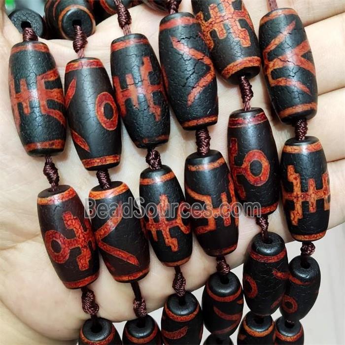 Black Tibetan Agate Rice Beads