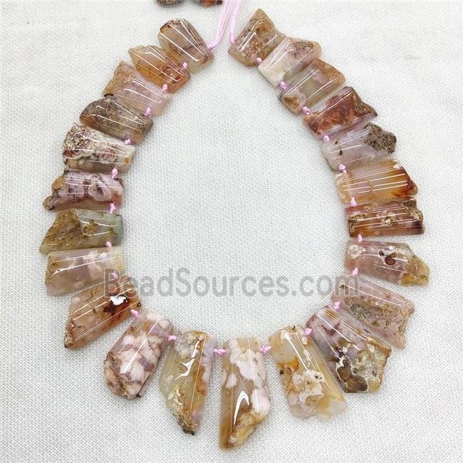 Pink Cherry Sakura Agate Beads Freeform Graduated Topdrilled Natural Color