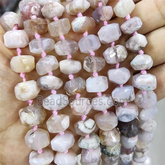 Natural Sakura Cherry Agate Rondelle Beads Pink Faceted