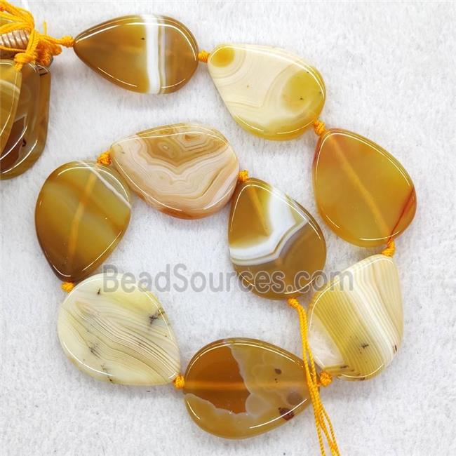 Yellow Stripe Agate Beads Teardrop