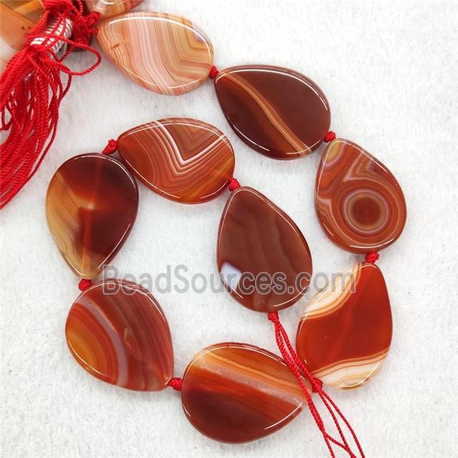 Red Stripe Agate Beads Teardrop