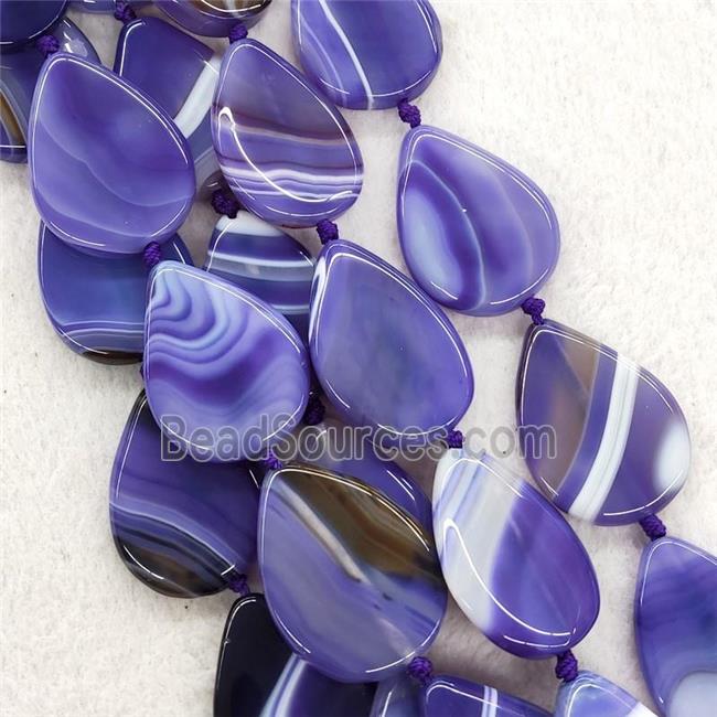 Purple Stripe Agate Beads Teardrop