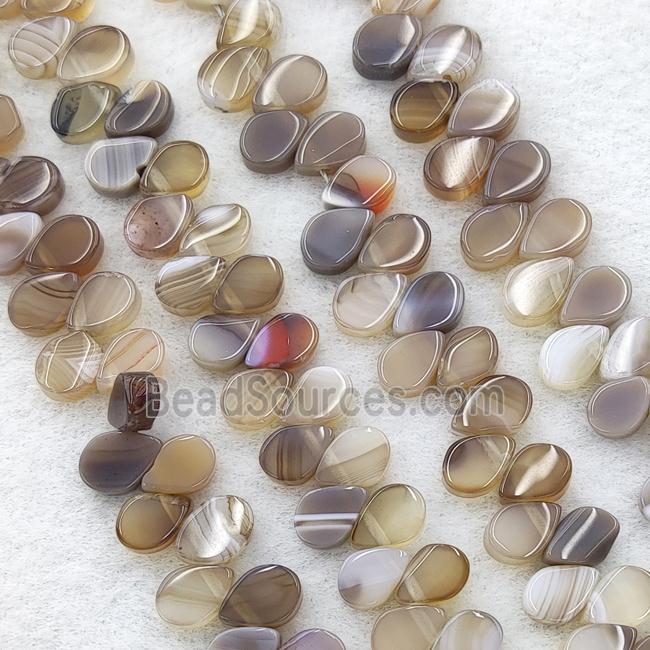 Lt.Coffee Stripe Agate Teardrop Beads Topdrilled