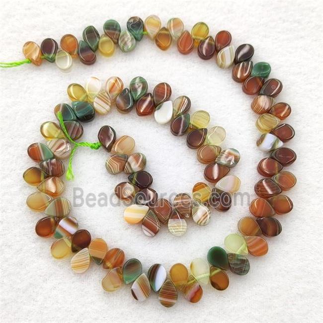 Stripe Agate Teardrop Beads Topdrilled Multicolor