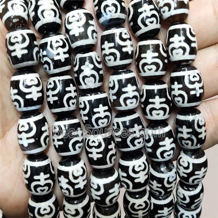 Tibetan Agate Barrel Beads Black