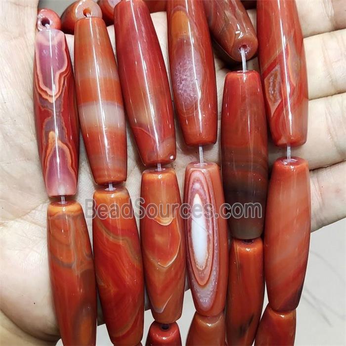 Natural Agate Rice Beads Red Dye