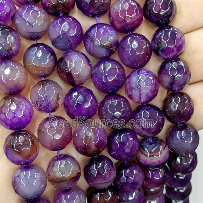 Natural Agate Beads Faceted Round Purple Dye