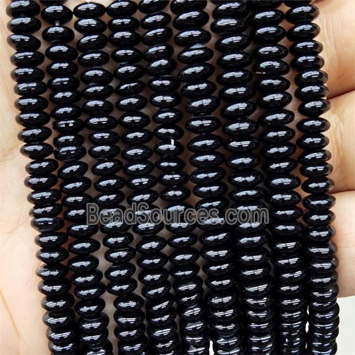 Natural Black Onyx Agate Beads Rondelle