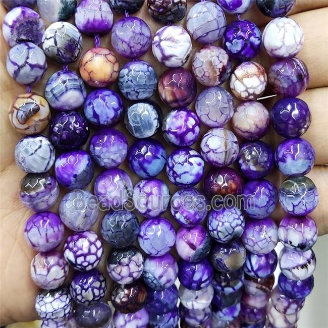 Purple Veins Agate Beads Faceted Round Dye