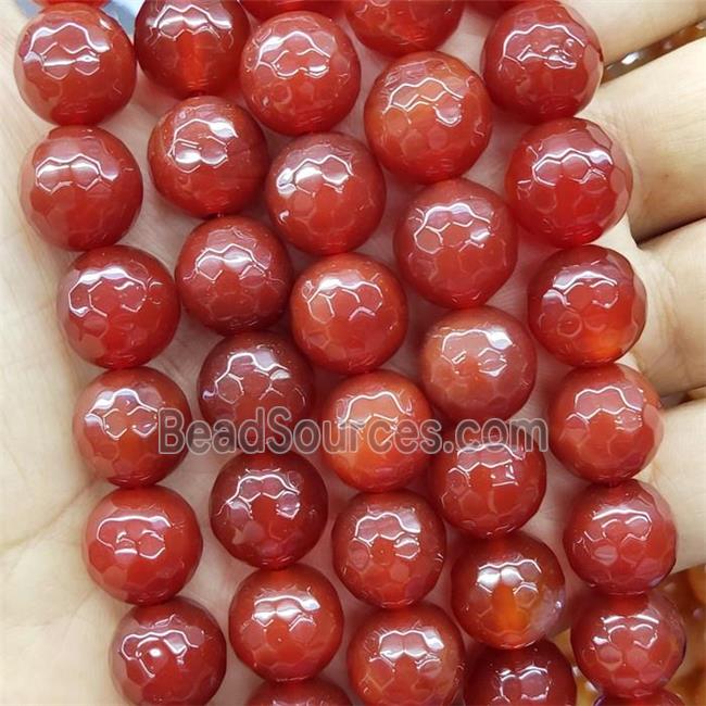 Natural Agate Beads Red Dye Faceted Round