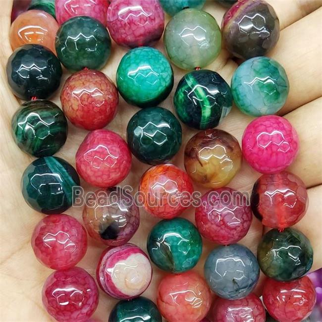 Natural Agate Beads Mix Color Dye Faceted Round