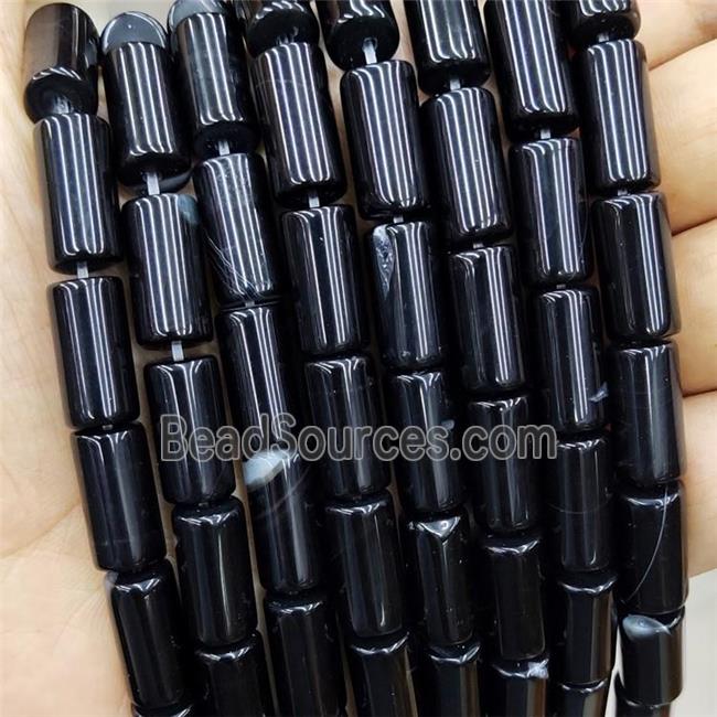 Natural Agate Tube Beads Black Dye