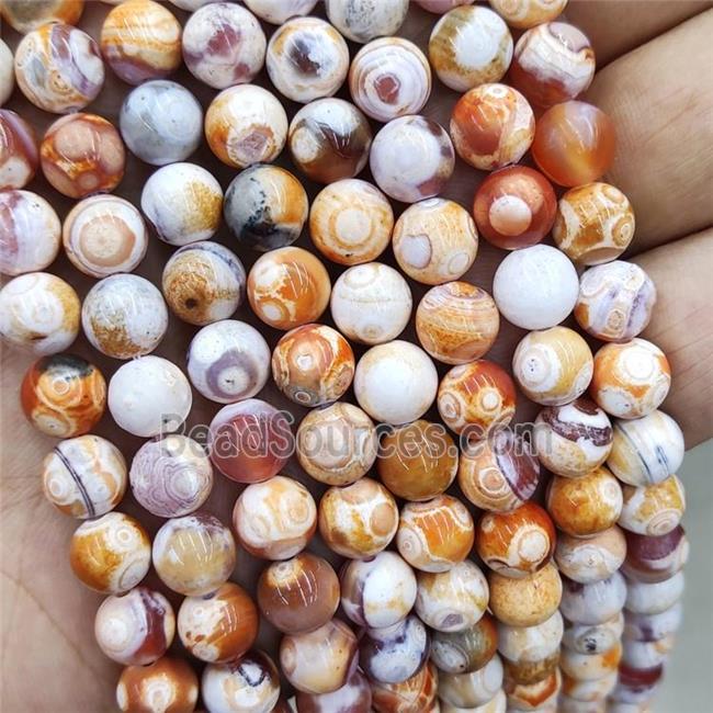 Fire Agate Beads Orange Dye Smooth Round