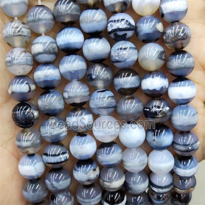 Natural Agate Beads Dye Blue Smooth Round