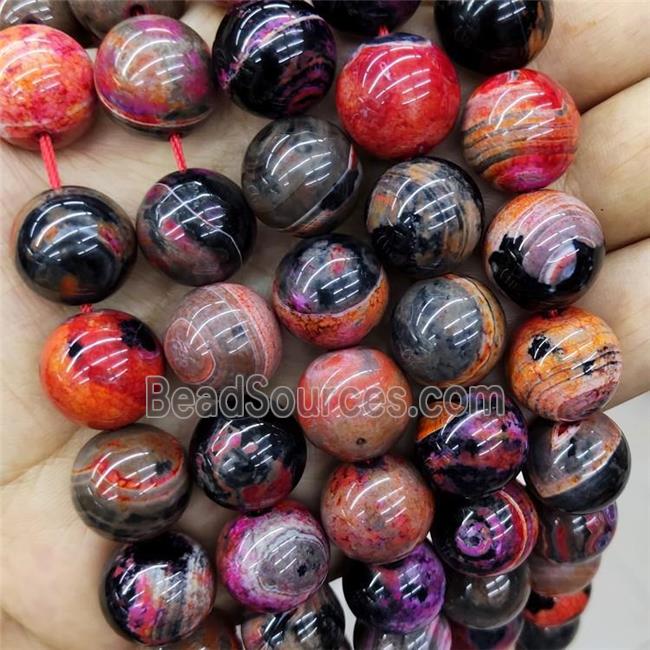 Natural Agate Beads Multicolor Dye Smooth Round