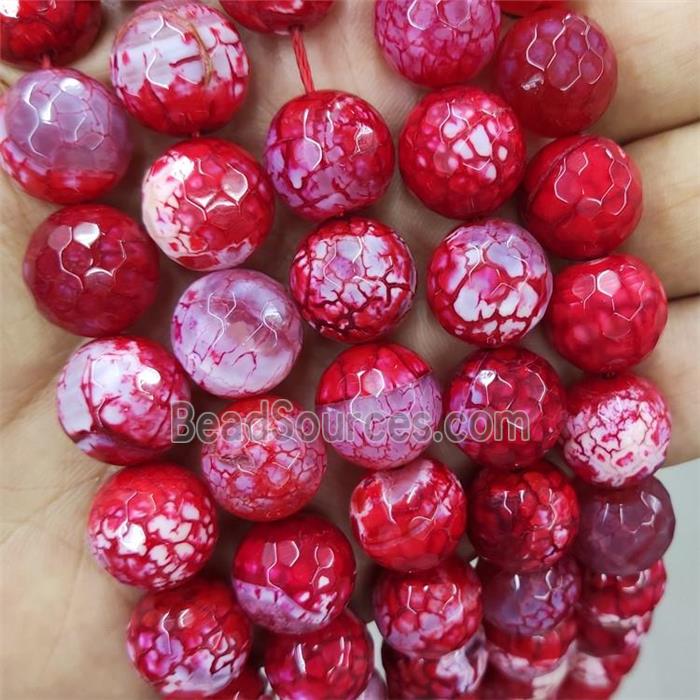 Red Veins Agate Beads Dye Faceted Round