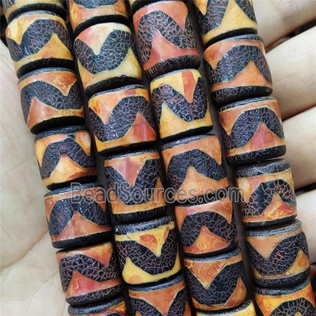 Tibetan Agate Column Beads Wave Tube Orange Dye