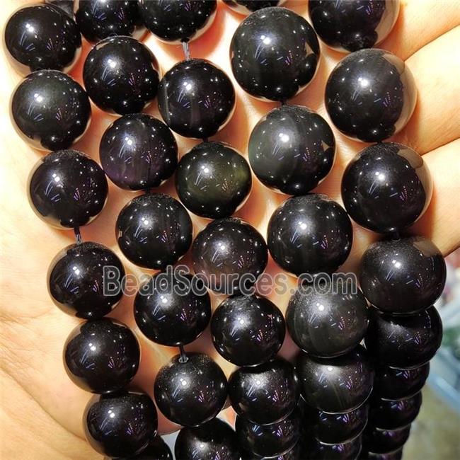 Natural Rainbow Obsidian Beads Multicolor Flash Smooth Round