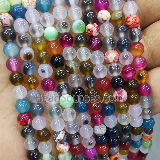 Natural Candy Agate Beads Dye Mixed Color Smooth Round