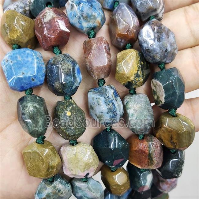 Natural Ocean Agate Beads Multicolor Faceted Coin Circle