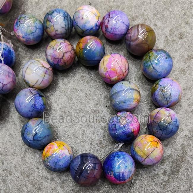 Natural Agate Beads Multicolor Heat Smooth Round