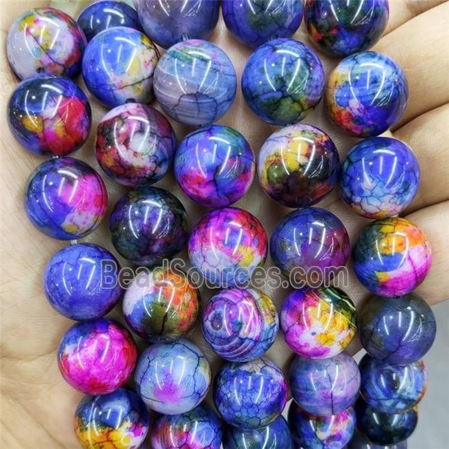 Natural Agate Beads Multicolor Heat Smooth Round