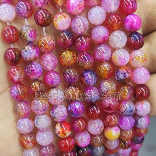 Natural Agate Beads Fuchsia Dye Smooth Round