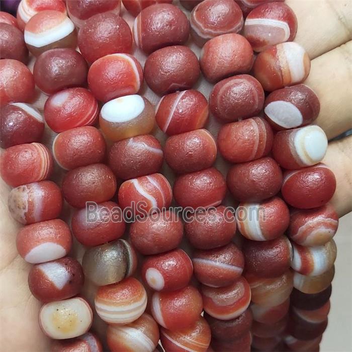 Natural Striped Agate Rondelle Beads Red Dye