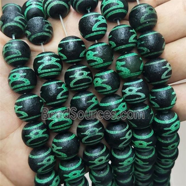 Tibetan Agate Beads Green Round