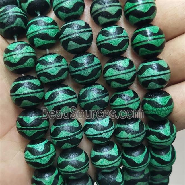 Tibetan Agate Beads Green Round