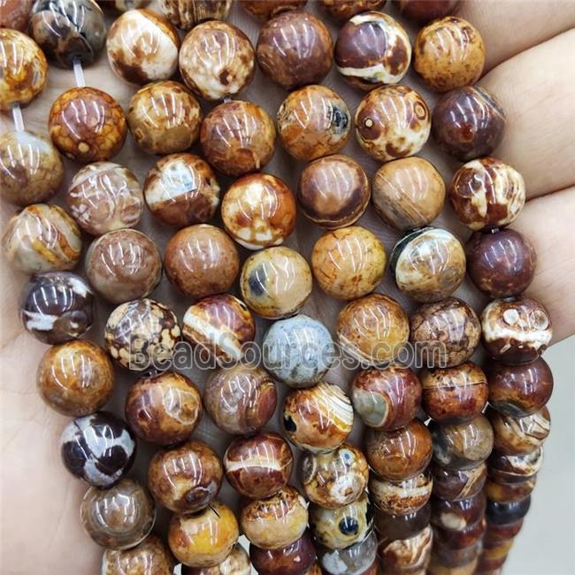 Natural Agate Beads Orange Dye Fire Smooth Round