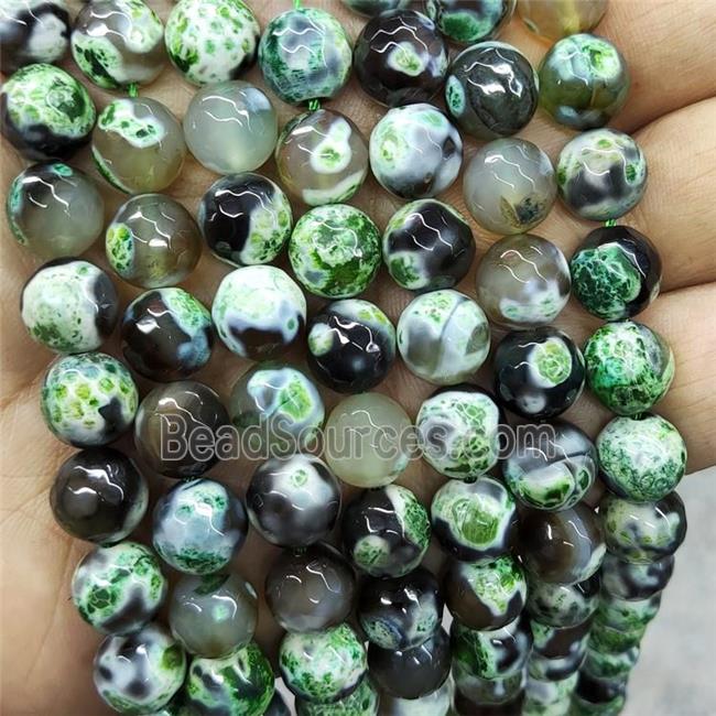 Green Fire Agate Beads Faceted Round