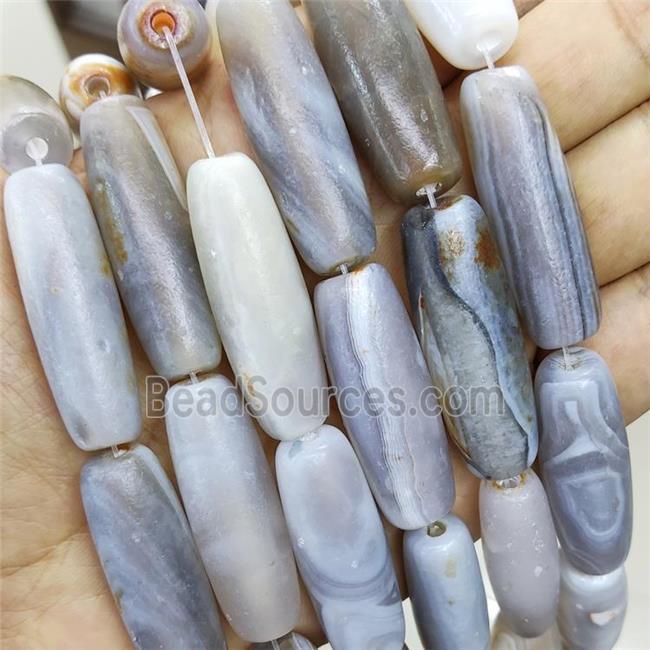 Natural Agate Rice Beads Gray Matte